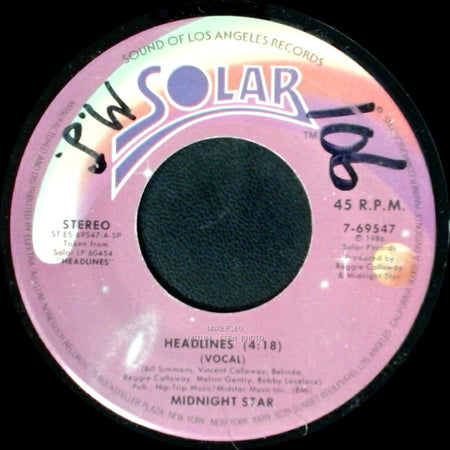 Midnight Star - Headlines / Headlines (Instrumental/Dub Mix - Part I) side A