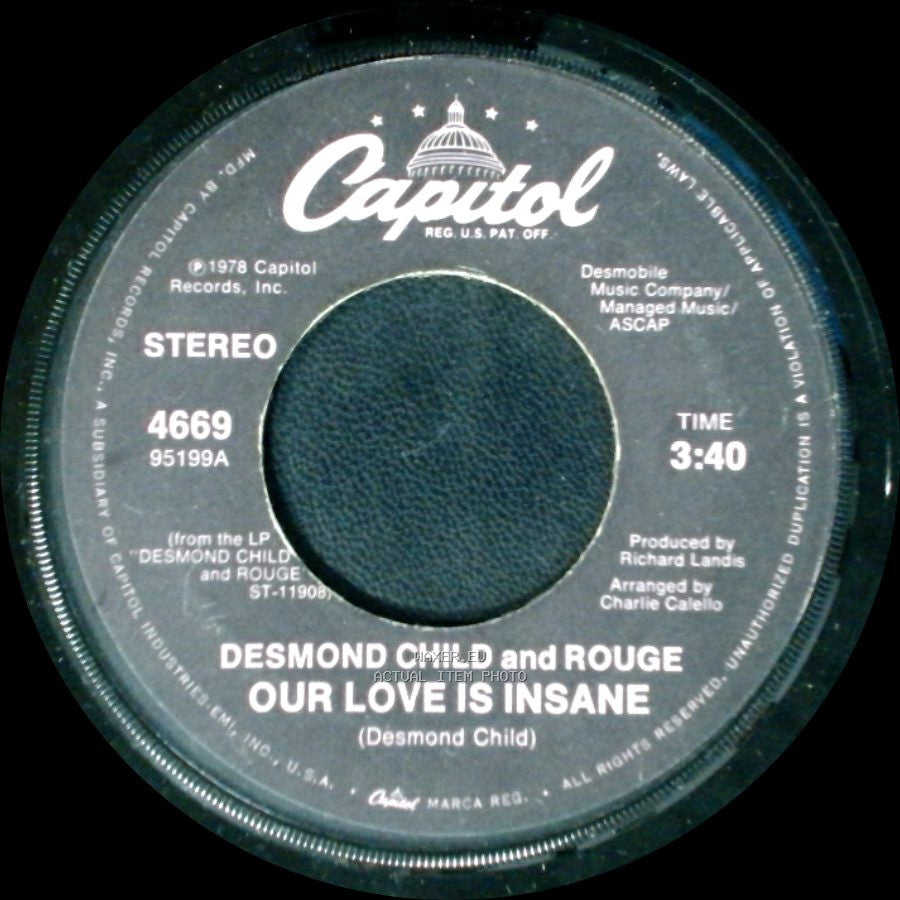 Desmond Child And Rouge - City In Heat / Our Love Is Insane side B