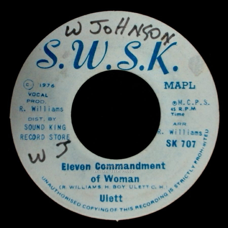Ulett / Williams All Stars - Eleven Commandment Of Woman / Connection Of Dub side A