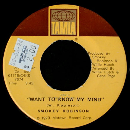 Smokey Robinson - Want To Know My Mind / Sweet Harmony side A