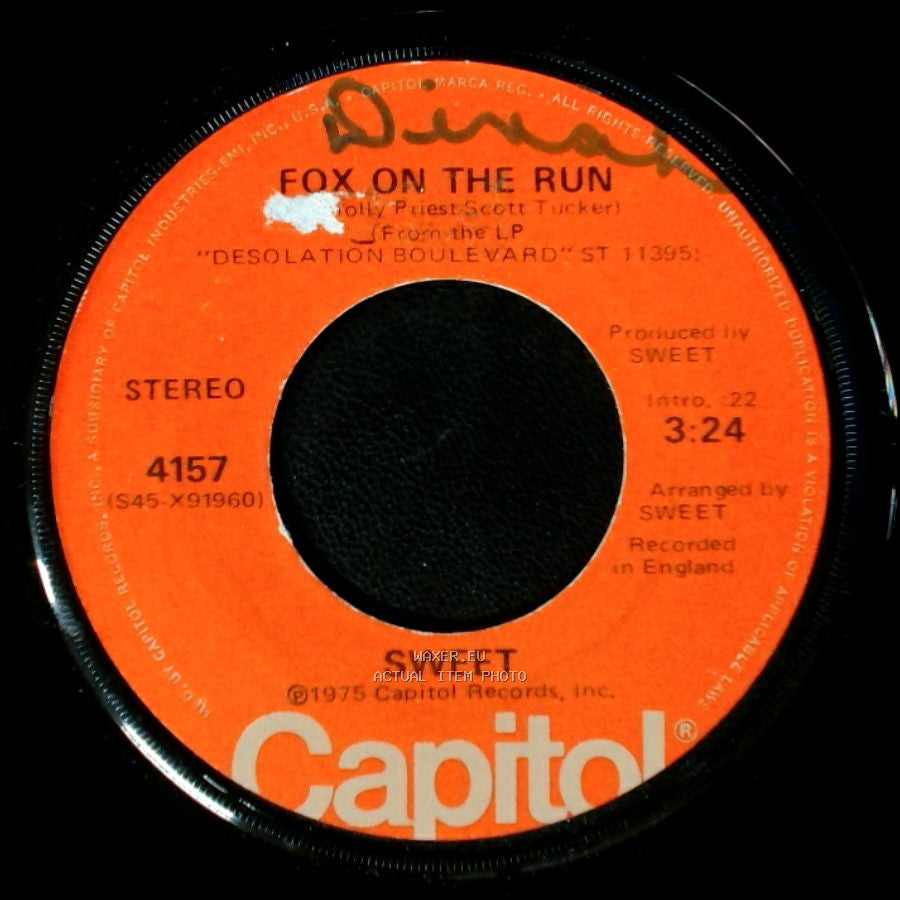 Sweet - Burn On The Flame / Fox On The Run side B