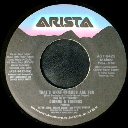 Dionne & Friends / Dionne Warwick - That's What Friends Are For / Two Ships Passing In The Night side A