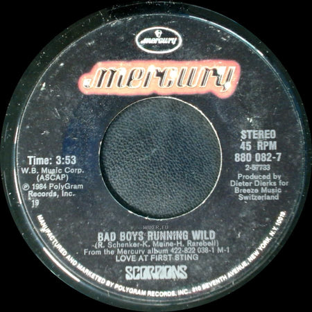 Scorpions - Bad Boys Running Wild / Still Loving You side A