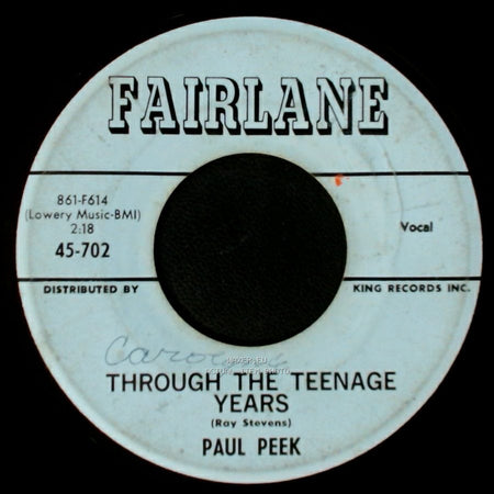Paul Peek - Brother-In-Law (He's A Moocher) / Through The Teenage Years side B