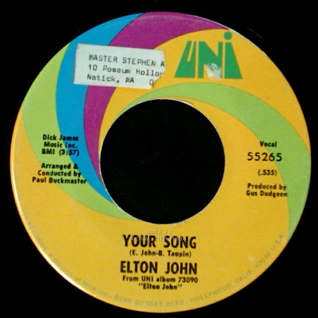 Elton John - Take Me To The Pilot / Your Song side B