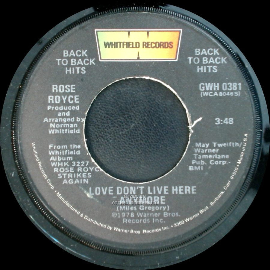 Rose Royce - Wishing On A Star / Love Don't Live Here Anymore side B