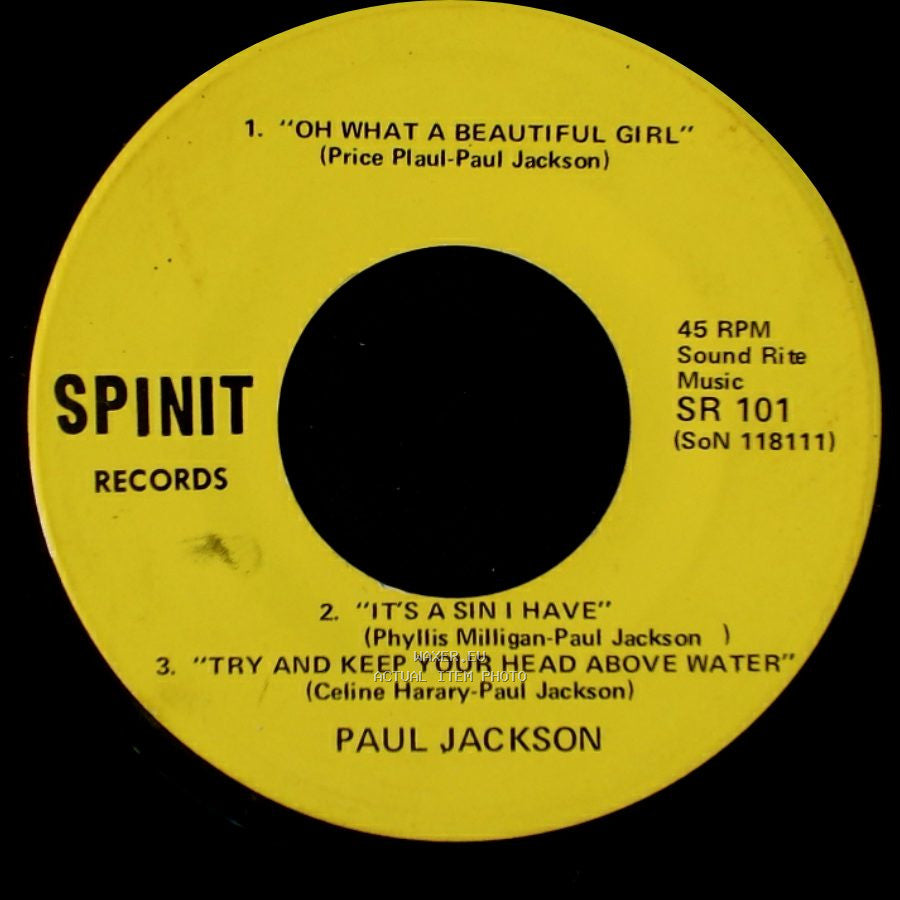 Paul Jackson - Oh What A Beautiful Girl / Unknown Title B side A