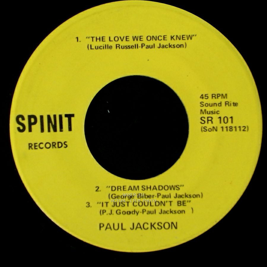 Paul Jackson - Oh What A Beautiful Girl / Unknown Title B side B