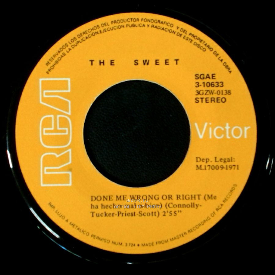 The Sweet - Co-Co / Done Me Wrong Or Right (Me Ha Hecho Mal O Bien) side B