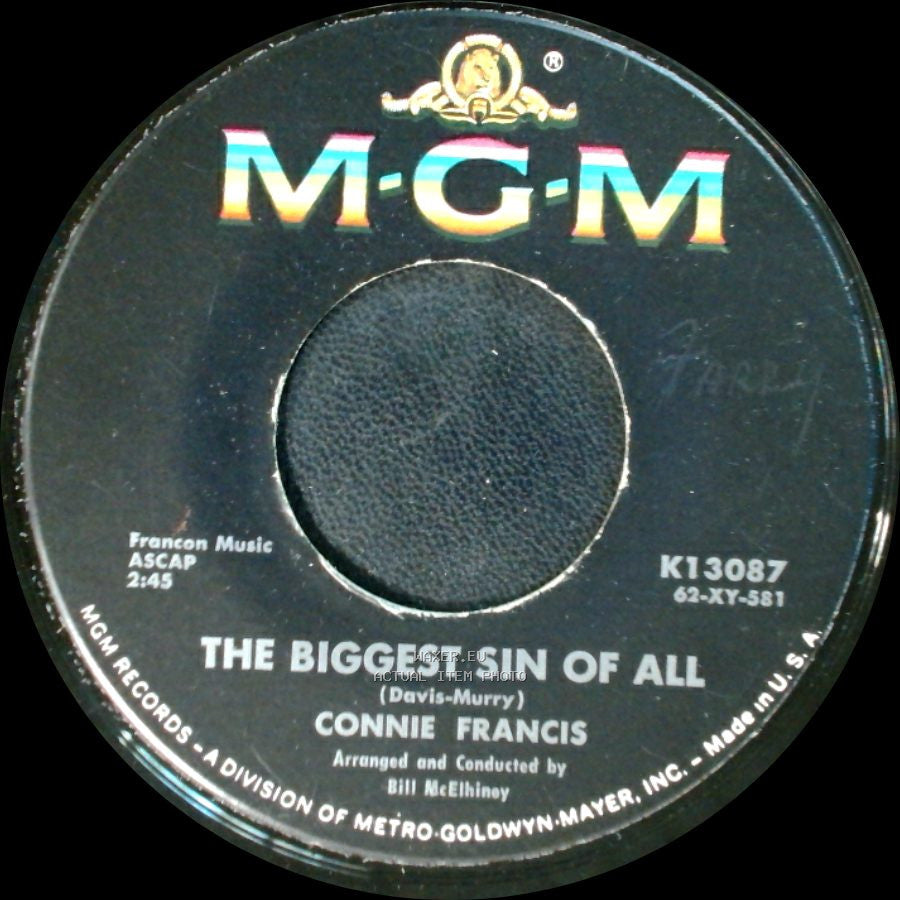 Connie Francis - The Biggest Sin Of All / Vacation side A