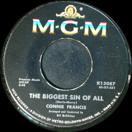 Connie Francis - The Biggest Sin Of All / Vacation side A