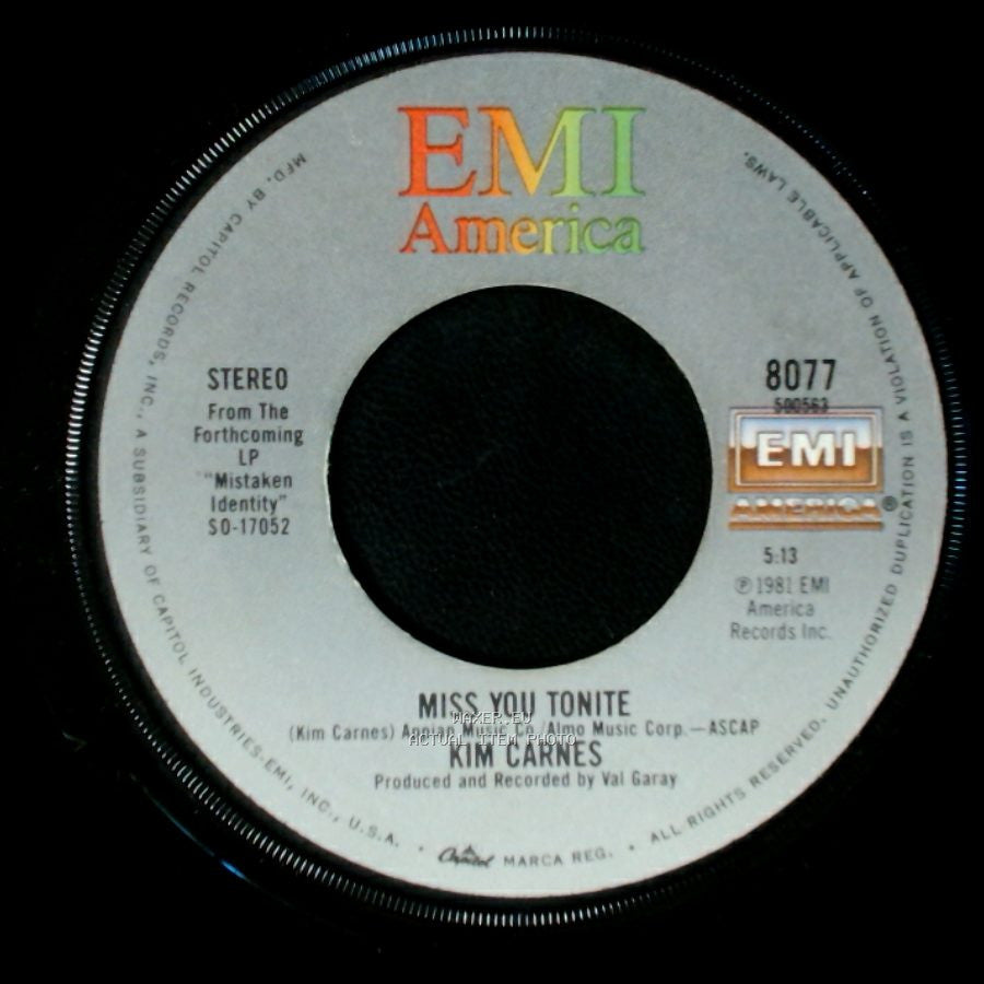 Kim Carnes - Bette Davis Eyes / Miss You Tonite side B