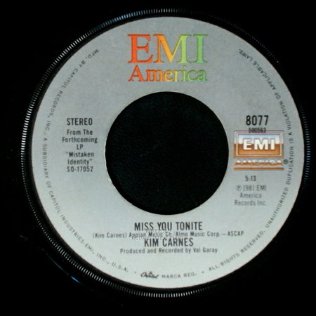 Kim Carnes - Bette Davis Eyes / Miss You Tonite side B