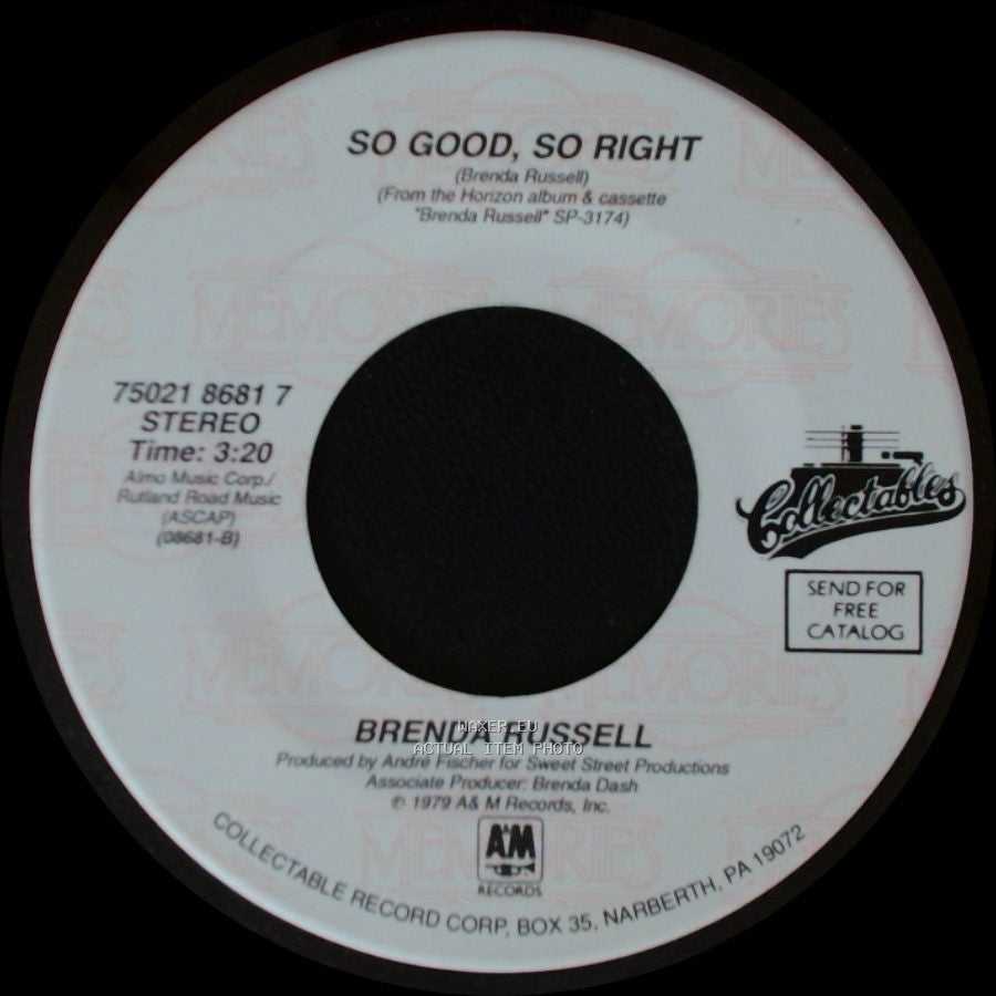 Brenda Russell - So Good, So Right / Piano In The Dark (Cry Just A Little) side A