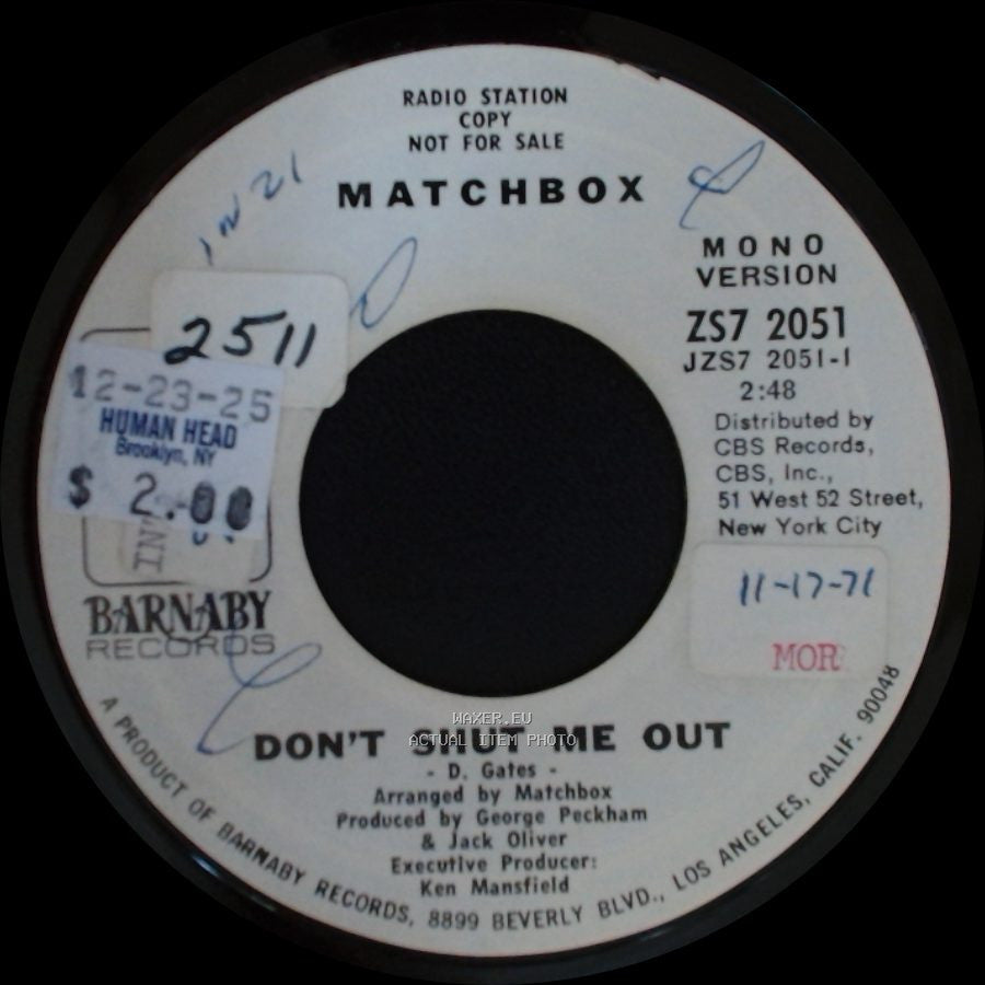 Matchbox - Don't Shut Me Out / Don't Shut Me Out side B