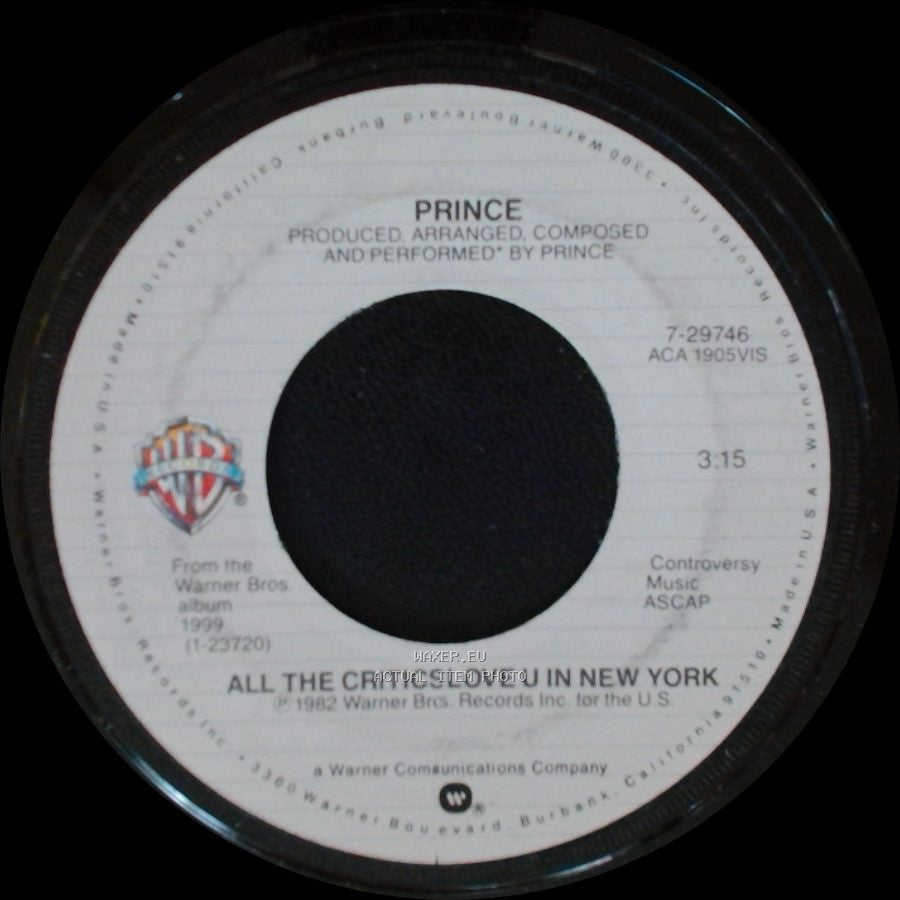 Prince - All The Critics Love U In New York / Little Red Corvette side A