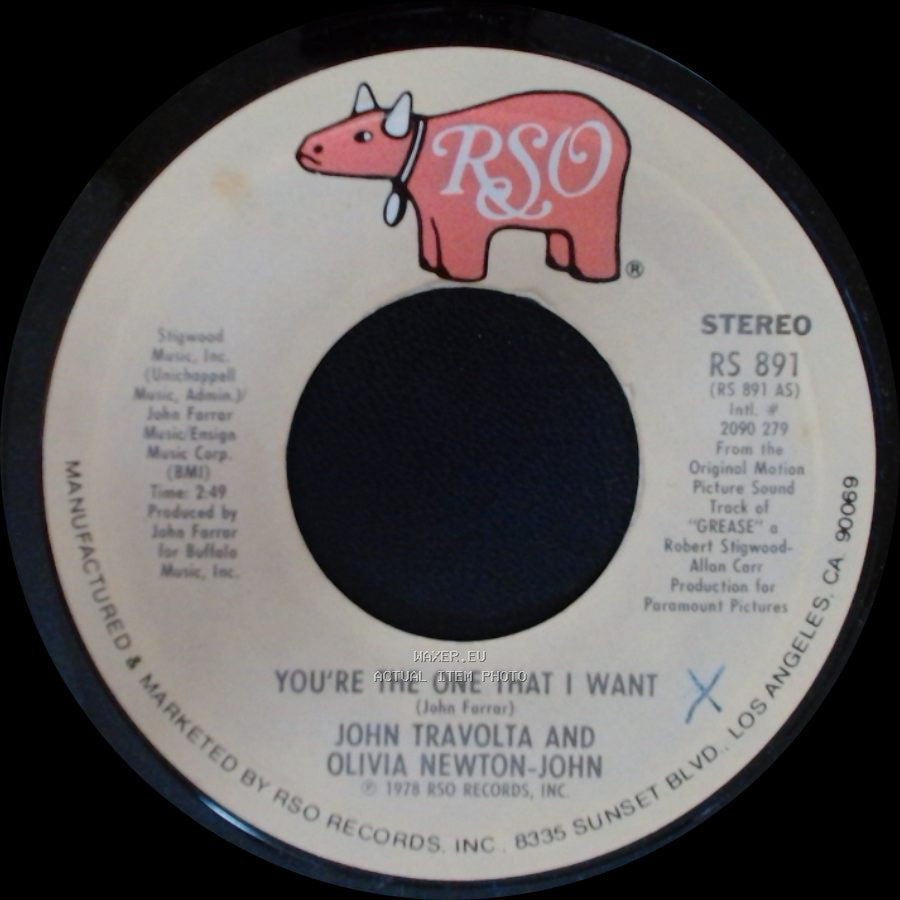John Travolta And Olivia Newton-John - You're The One That I Want / Alone At A Drive-In Movie (Instrumental) side A