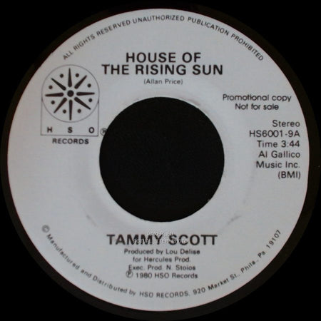 Tammy Scott - House Of The Rising Sun / Another Fall In Philadelphia side B