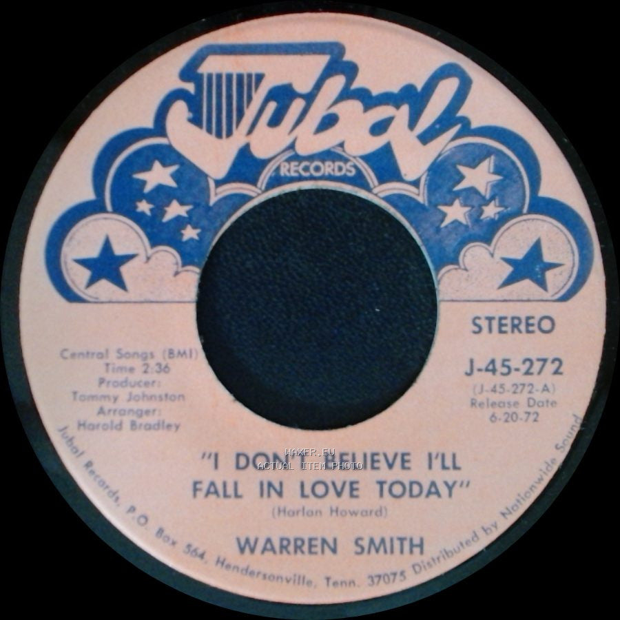 Warren Smith - I Don't Believe I'll Fall In Love Today / Did You Tell Him side A
