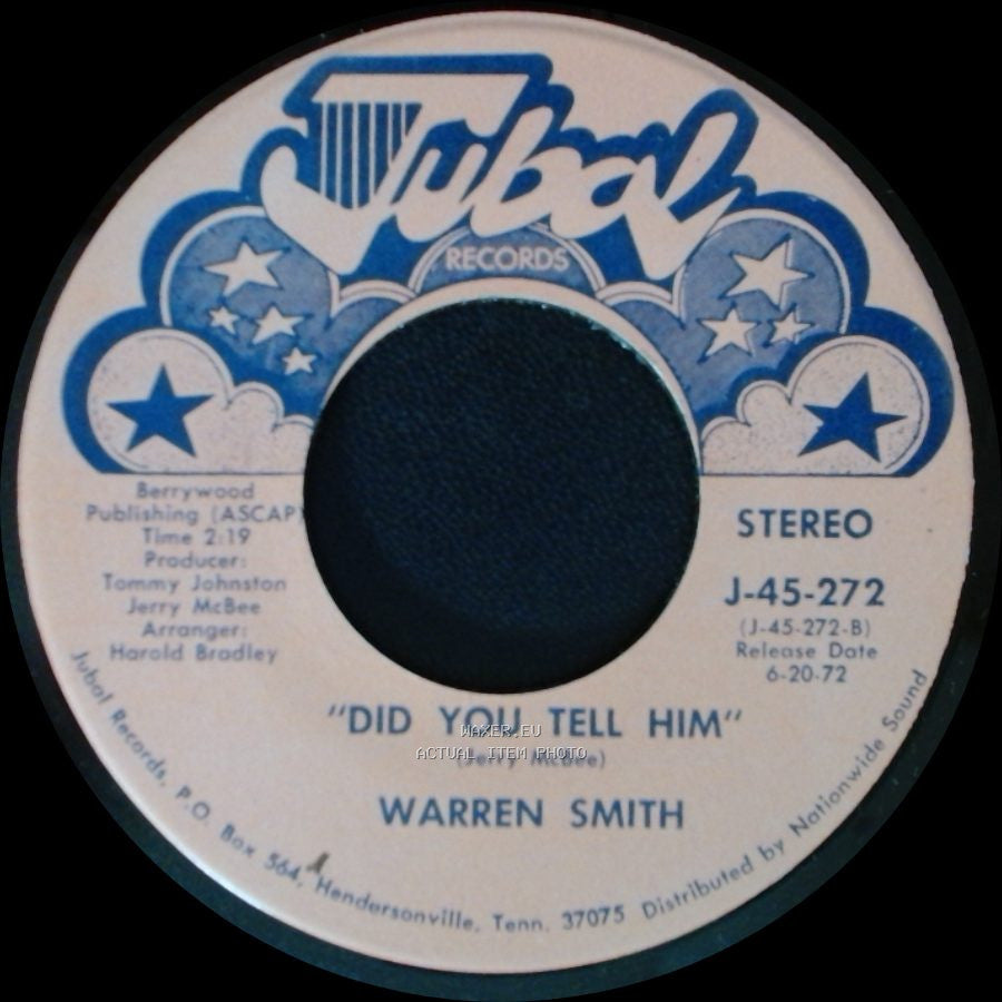 Warren Smith - I Don't Believe I'll Fall In Love Today / Did You Tell Him side A