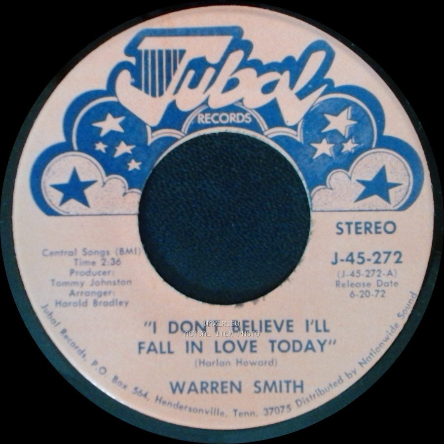 Warren Smith - I Don't Believe I'll Fall In Love Today / Did You Tell Him side B