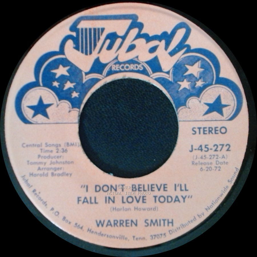 Warren Smith - I Don't Believe I'll Fall In Love Today / Did You Tell Him side B