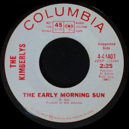 The Kimberlys - The Early Morning Sun / I Never Will Marry side A