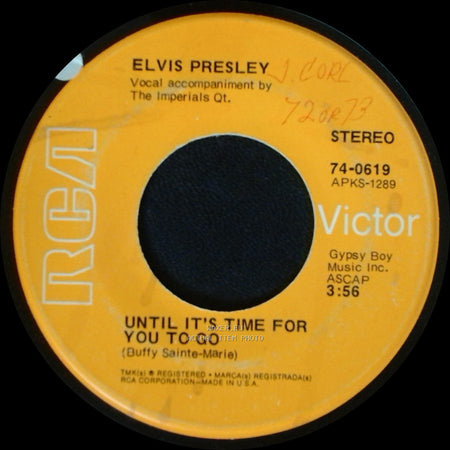 Elvis Presley - We Can Make The Morning / Until It's Time For You To Go side B