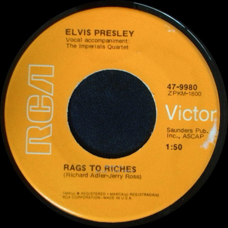 Elvis Presley - Where Did They Go, Lord / Rags To Riches side B