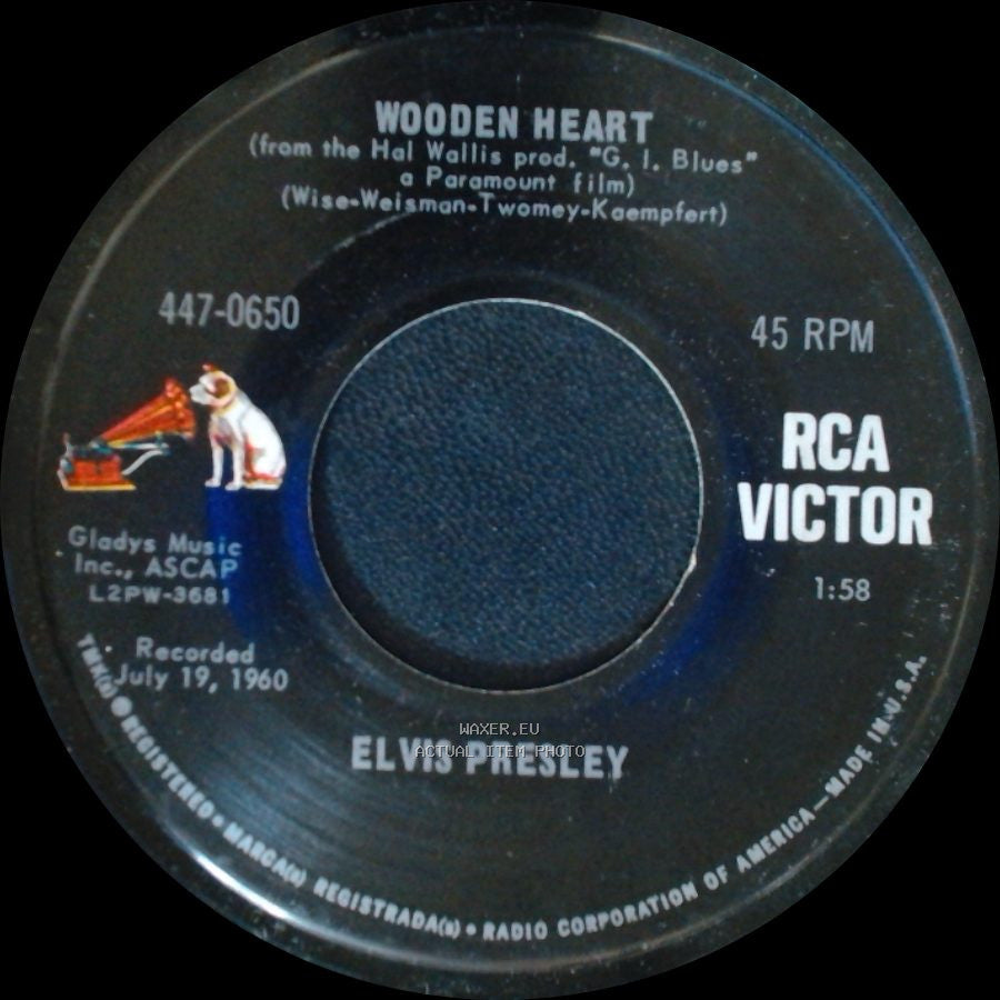 Elvis Presley With The Jordanaires / Elvis Presley - Puppet On A String / Wooden Heart side B