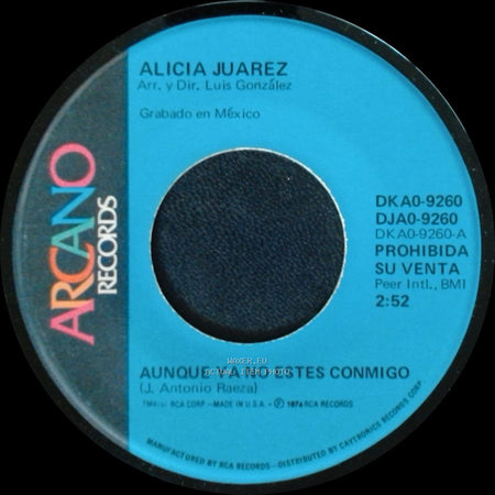 Alicia Juarez - Aunque Ya No Estes Conmigo / La Araña side A