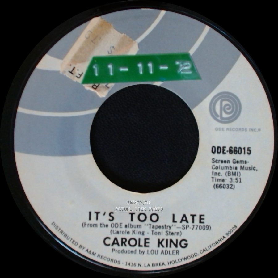 Carole King - I Feel The Earth Move / It's Too Late side B