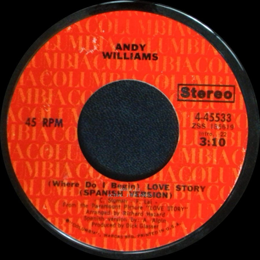 Andy Williams - Music From Across The Way (Spanish Version) / (Where Do I Begin) Love Story (Spanish Version) side B