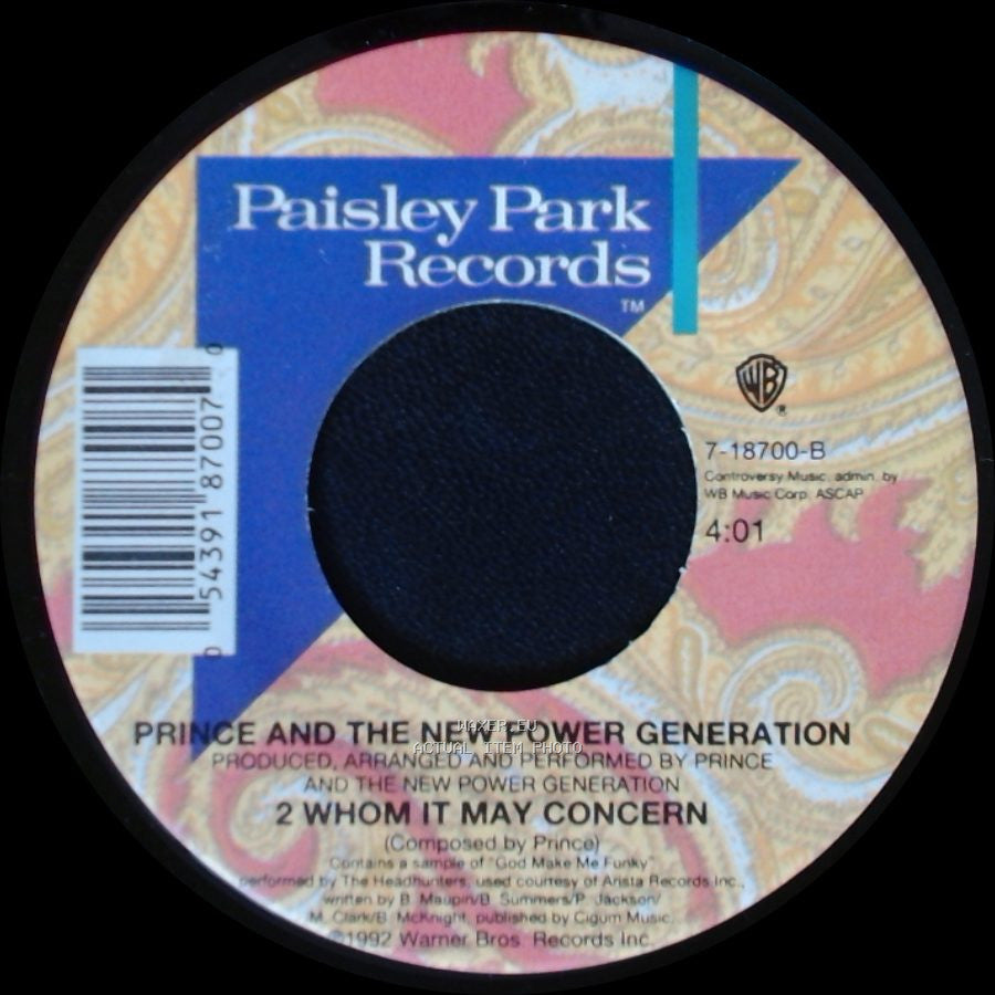 Prince And The New Power Generation - 2 Whom It May Concern / Damn U side A