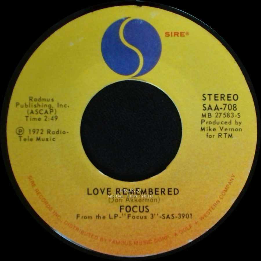 Focus - Love Remembered / Sylvia side A