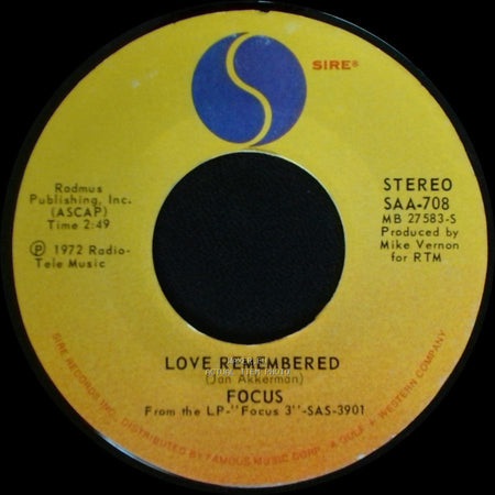 Focus - Love Remembered / Sylvia side A