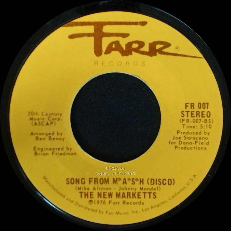 The New Marketts - Song From M*A*S*H / Song From M*A*S*H (Disco) side B