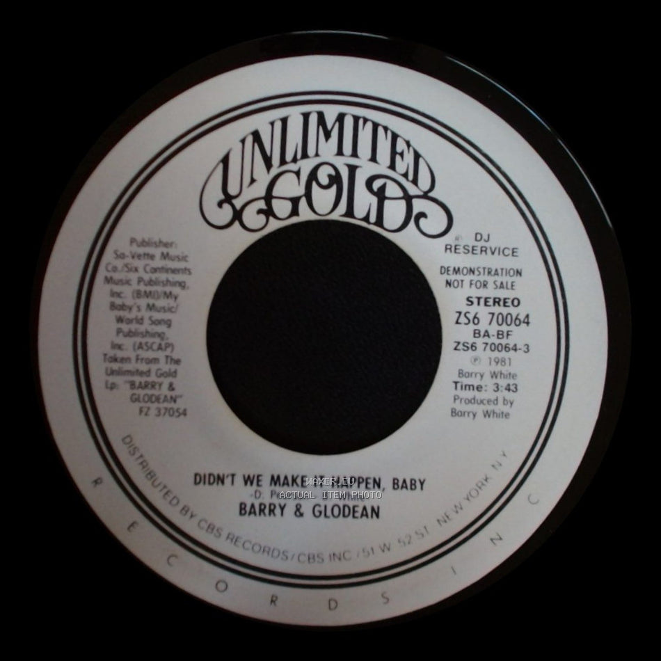 Barry & Glodean - Didn't We Make It Happen, Baby / Didn't We Make It Happen, Baby side A