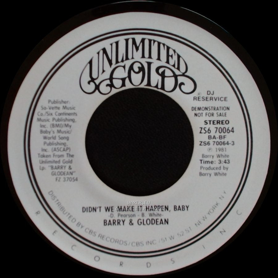 Barry & Glodean - Didn't We Make It Happen, Baby / Didn't We Make It Happen, Baby side B