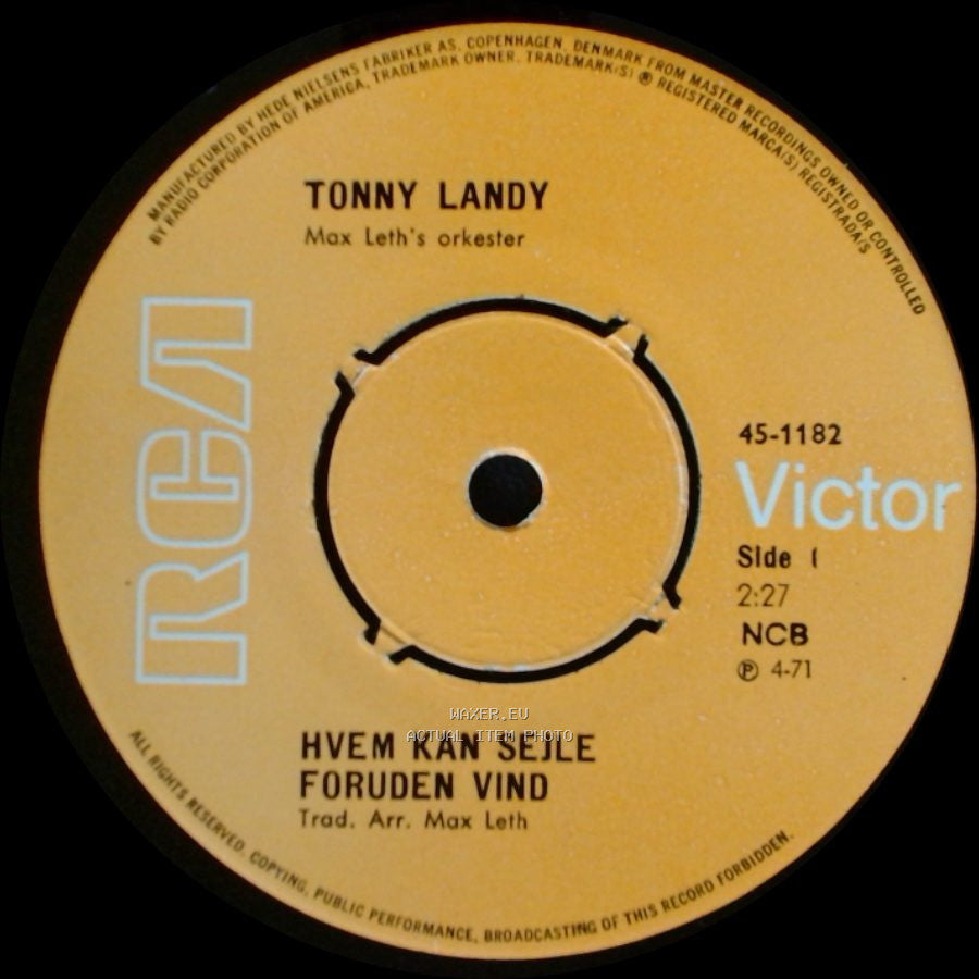 Tonny Landy - Hvem Kan Sejle Foruden Vind / Min Skat side A