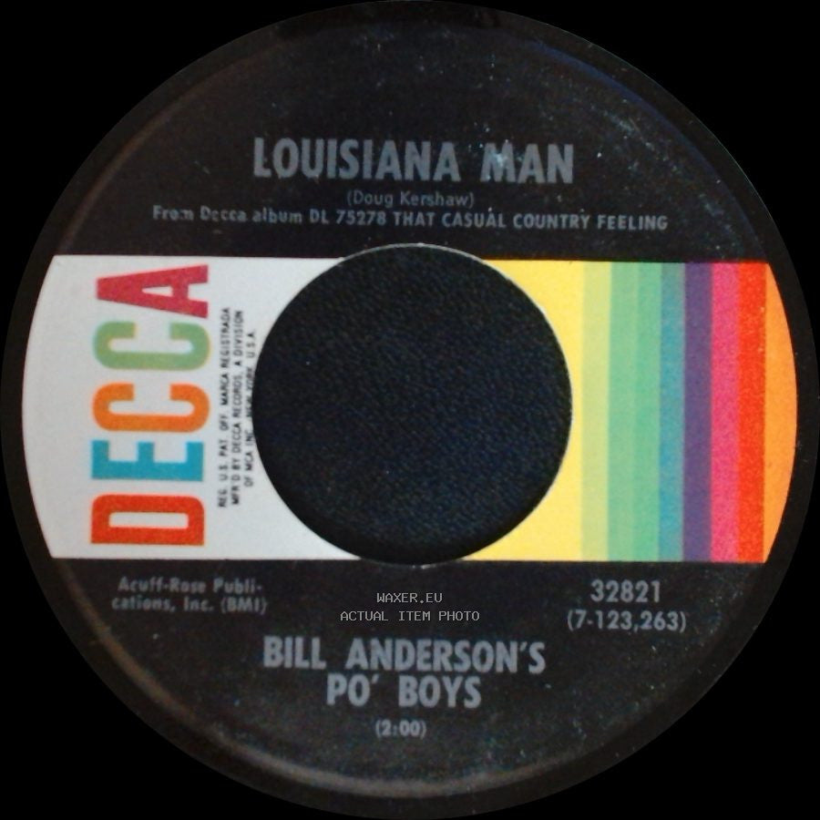 Bill Anderson's Po' Boys - Louisiana Man / Sidewalkin' side A