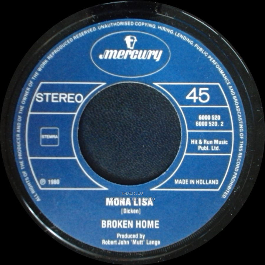 Broken Home - Mona Lisa / No Chance / Broken Home side A