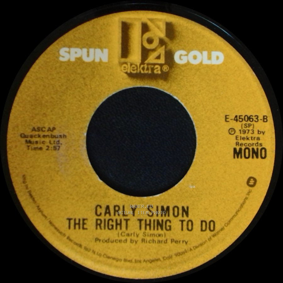 Carly Simon - You're So Vain / The Right Thing To Do side B