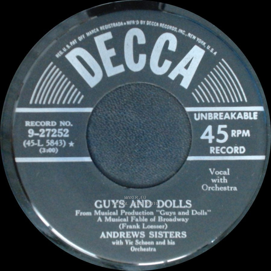 Andrews Sisters With Vic Schoen And His Orchestra / Andrews Sisters - Guys And Dolls / A Bushel And A Peck side A