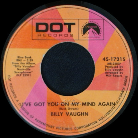 Billy Vaughn - A Mansion On The Hill / I've Got You On My Mind Again side B