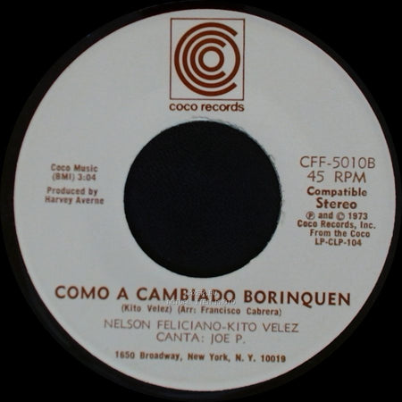 Nelson Feliciano-Kito Velez - Como A Cambiado Borinquen / Luz Del Cielo side B