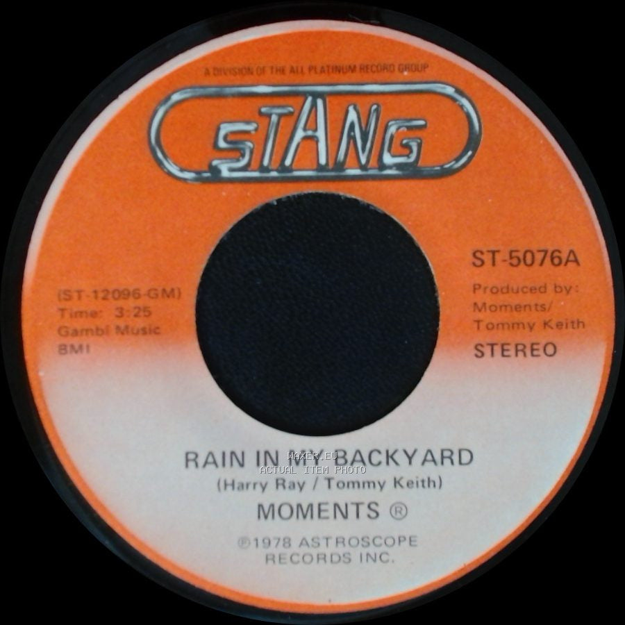Moments - Disco Man / Rain In My Backyard side B