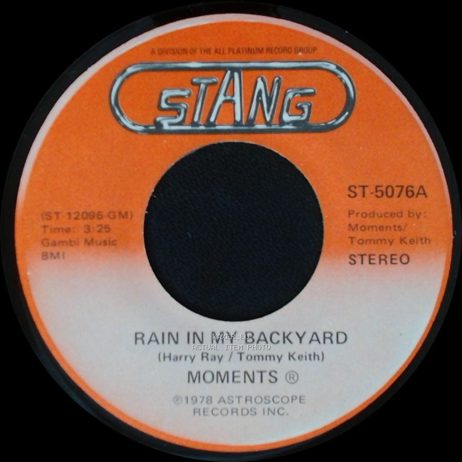 Moments - Disco Man / Rain In My Backyard side B