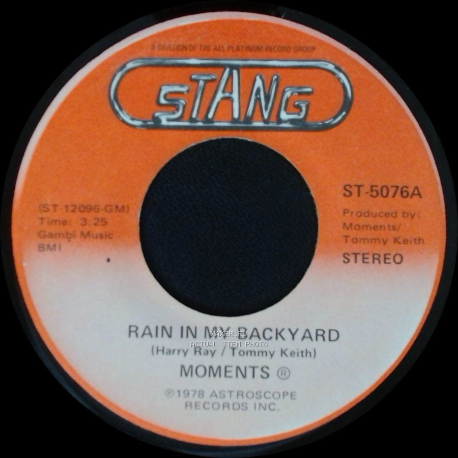 Moments - Disco Man / Rain In My Backyard side B