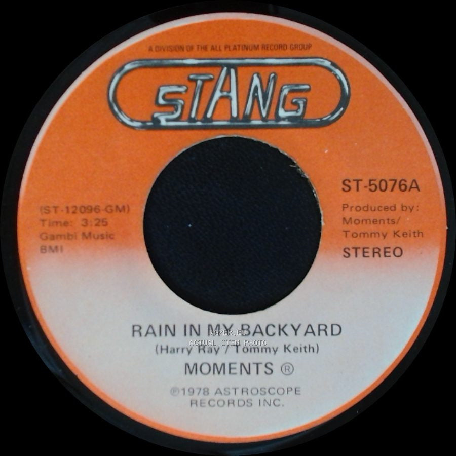 Moments - Disco Man / Rain In My Backyard side B